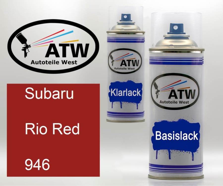 Subaru, Rio Red, 946: 400ml Sprühdose + 400ml Klarlack - Set, von ATW Autoteile West.